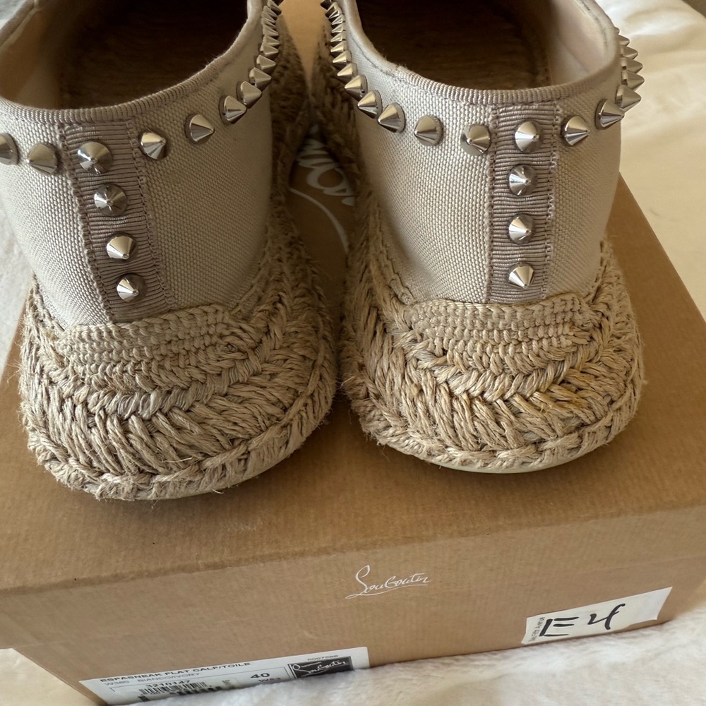 Christian Louboutin Spike Beige Espaboat Espadrilles Flat Shoes size 40 - Picture 3 of 14